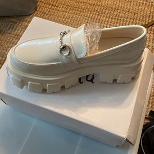 NEW White platform loafers